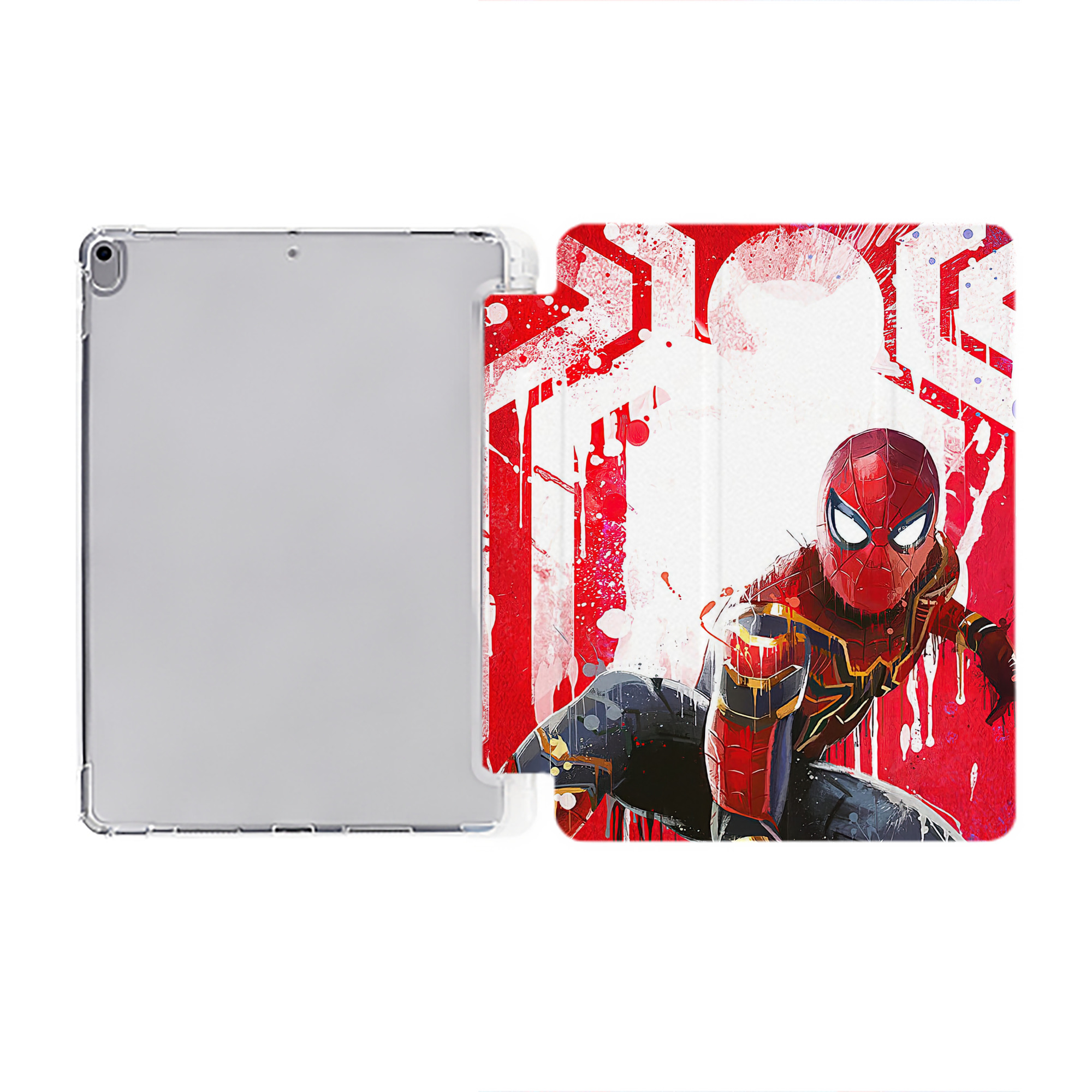 （画像用） Spider Man スパイダーマン IPad ケース ペン収納付き 三つ折りスタンド PUレザー×シリコン 対応機種9.5/10.5/10.9インチ